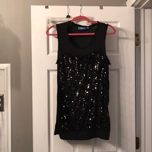 Black sequined vera wang tank top